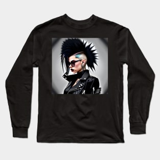 Punk Rock Mohawk Girl Long Sleeve T-Shirt